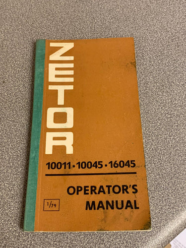 Operators Manual for 10011, 10045 and 16045