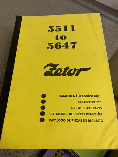 Spare Parts Manual for Zetor 5511 up to 5647