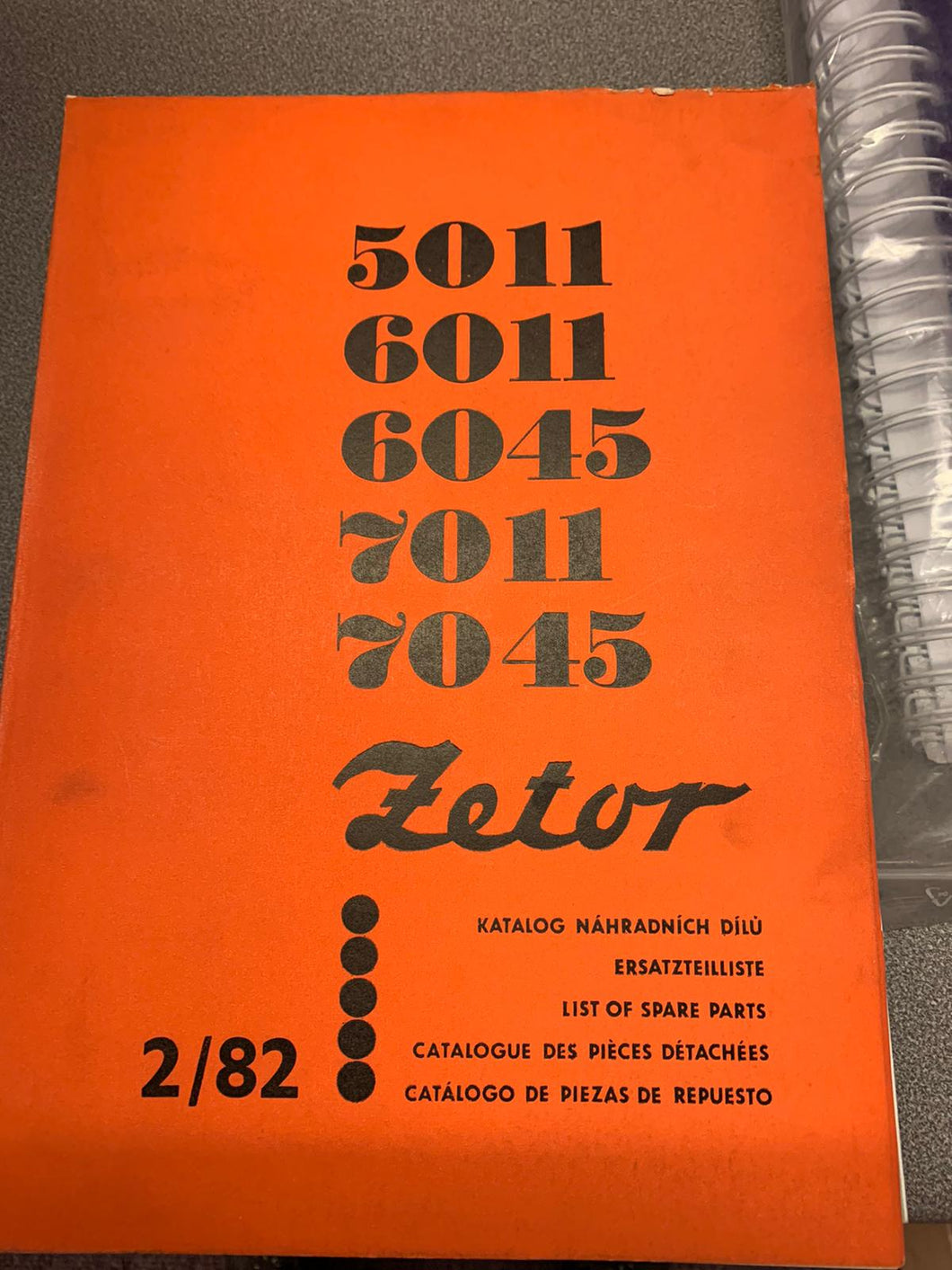 Spare Parts Manual for Zetor 5011, 6011, 6045, 7011 and 7045.